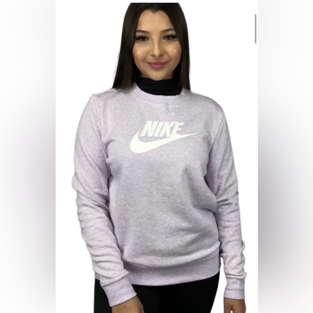 NEW nike sweatshirt top LARGE WHITE LOGO SWOOSH HEATHERED LAVENDER PURPLE 2X